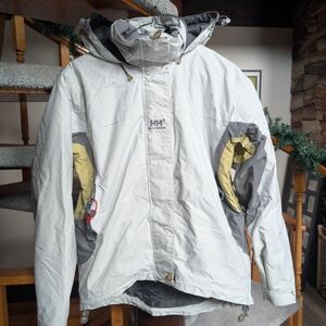 Helly Hansen Men's Light Gray and Olive Ski Jacket